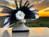 Large Brim Black and White Derby Hat