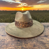 Light Loden Faux Suede Fedora