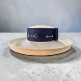 Cream and Navy large Brim Straw