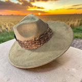 Light Loden Faux Suede Fedora