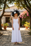 Large Brim Black and White Derby Hat