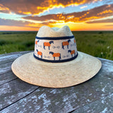 Palm Straw Fedora with Orange Ponies
