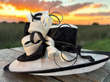 Large Brim White and Black Straw