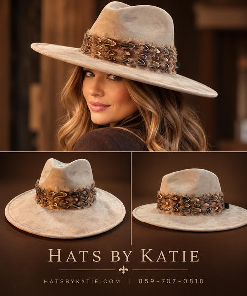 Light Taupe faux suede fedora