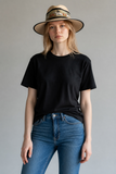 Palm Straw Fedora with Hunt Print
