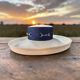 Cream and Navy large Brim Straw