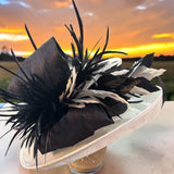 White Sinamay Straw Black Trim