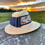 Palm Straw Fedora with Orange Ponies