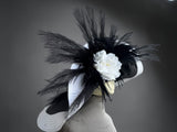 Large Brim Black and White Derby Hat