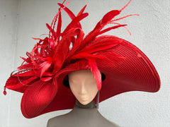 Coquette Red Hat Huge Feathers Kentucky Derby Red Hat Society Hollywood Regency 2023 Kentucky Derby: Photos Show the Biggest and Best Hats  main image 2