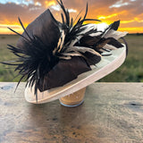White Sinamay Straw Black Trim