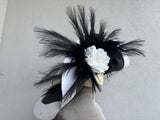 Large Brim Black and White Derby Hat