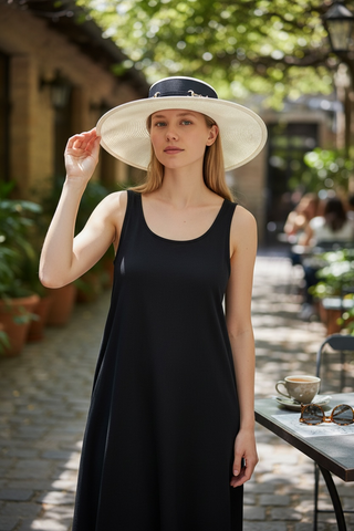 Cream Large Brim Poly Straw