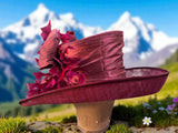Burgundy Sinamay Straw