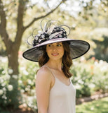 Black Sinamay with Cream Polka Dots
