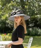 Black Sinamay with Cream Polka Dots