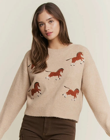 Oatmeal Horse Sweater