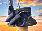 Dark Navy Sinamay Straw