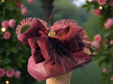 Small Brim Burgundy Straw