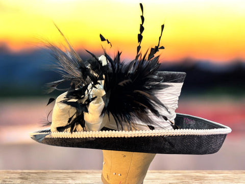 Black and White Sinamay Straw