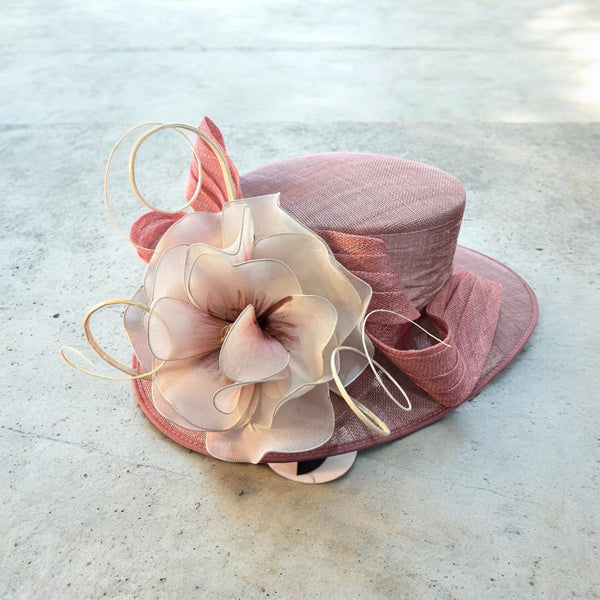 Mauve Pink Sinamay Straw