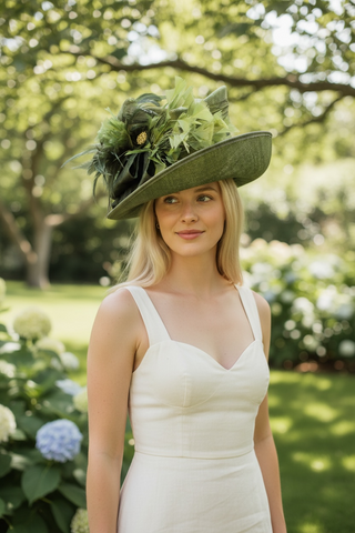 Loden Green Sinamay Straw