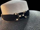 Black and White Enamel Bit Boater
