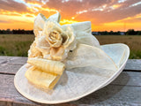 Large Brim Cream Derby Hat