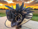 Large Brim Navy and White Straw