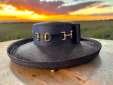 Large Brim Navy Straw