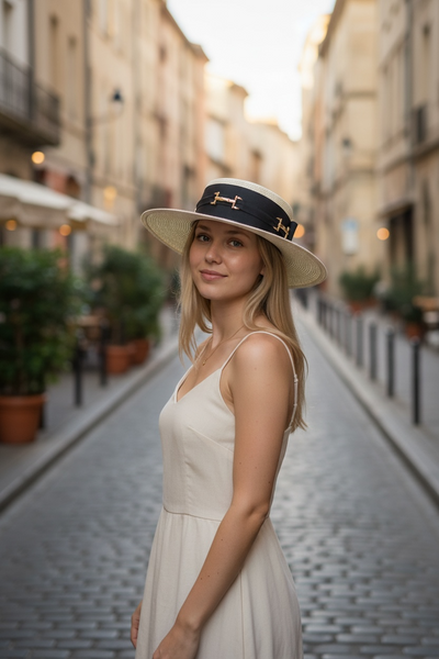 A boater in Cream Straw