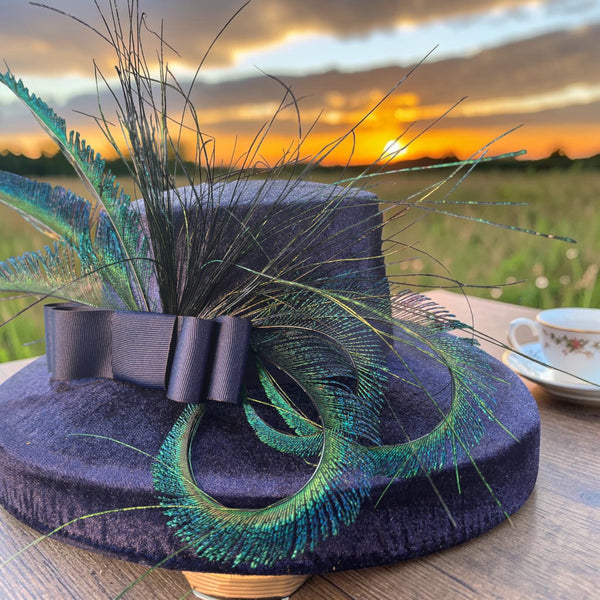 Navy Velour Lamp Shade