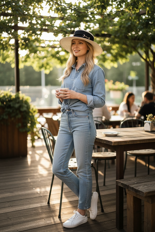 A boater in Cream Straw