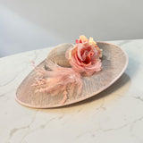 Grey Fascinator with Pink Trim