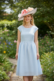 Grey Fascinator with Pink Trim