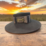 Black Felt Large Brim Boater