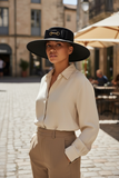 Black Felt Large Brim Boater