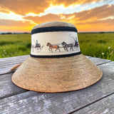 Carriage Print Lamp Shade Palm Straw