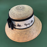 Carriage Print Lamp Shade Palm Straw