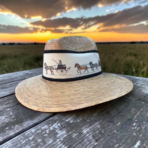 Palm Straw Fedora, Carriage Pattern