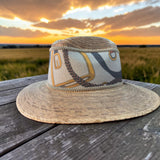 Palm Straw Fedora with Equestrian Print