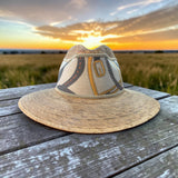 Palm Straw Fedora with Equestrian Print