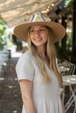 Palm Straw Fedora with Equestrian Print