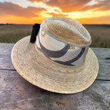 Palm Straw Fedora with Equestrian Print