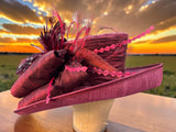 Burgundy Sinamay Straw