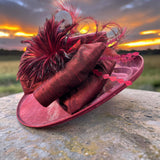 Burgundy Sinamay Straw
