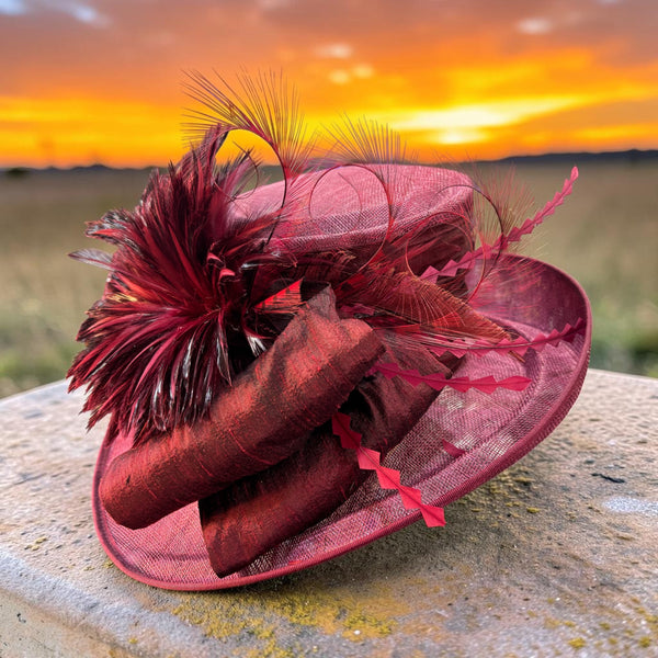 Burgundy Sinamay Straw