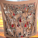 Large Equestrian Print Cashmere Blend scarf