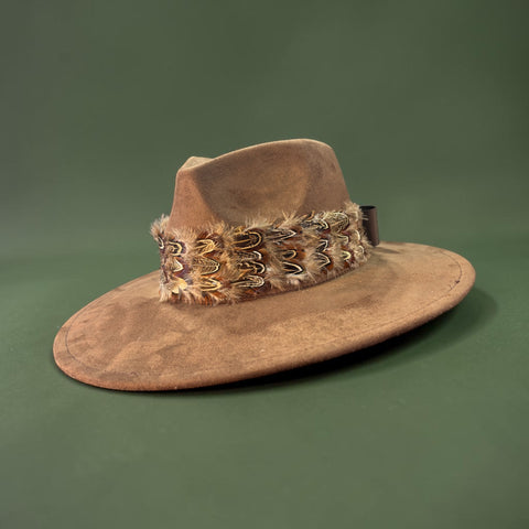 Brown Faux Suede Fedora