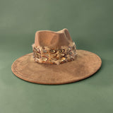 Brown Faux Suede Fedora